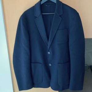 Navy wool cashmere unconstructed blazer